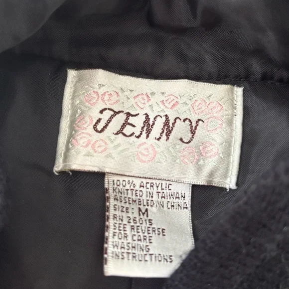 Jenny Sweater Cardigan Long Sleeve Size Medium Nordic Embroidered Floral Print - Picture 3 of 9